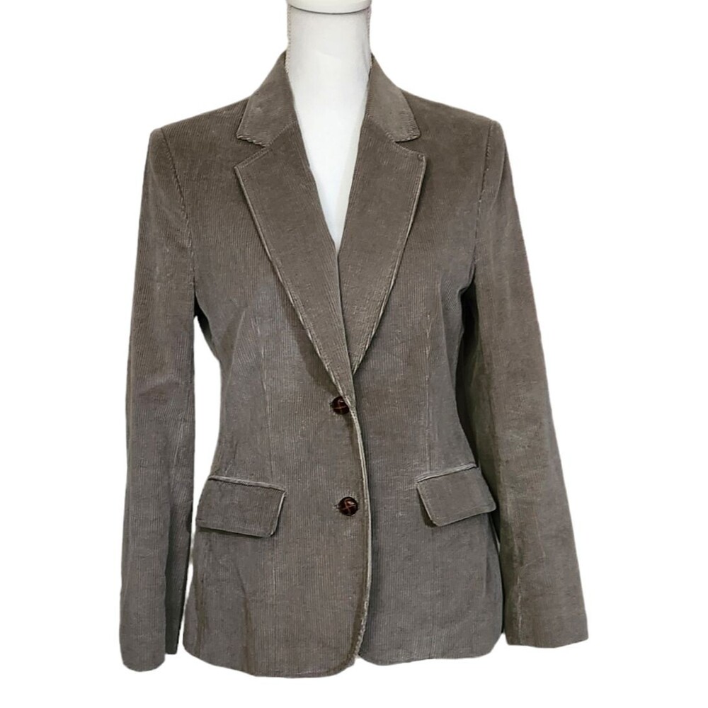 Bridle and Bit Jacket Blazer Gray Corduroy 2 Button Closure Womens Size 9